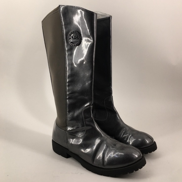 MICHAEL KORS Jorja Grey Silver Riding Boots Size 5 - Picture 1 of 8